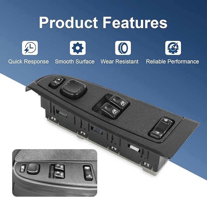 DICMIC Front Driver Side Master Power Window Switch and Door Lock & Black Bezel - Image 4