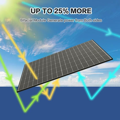 JJN Bifacial 2PCS 400 Watt Solar Panel, N-Type 16BB 400W Solar Panels, 25% High - Image 4