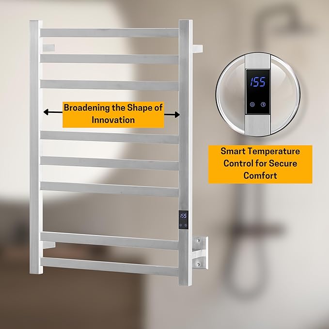 8-Bar Heated Towel Rack – Quick Heating Electric Towel Warmer - Image 2