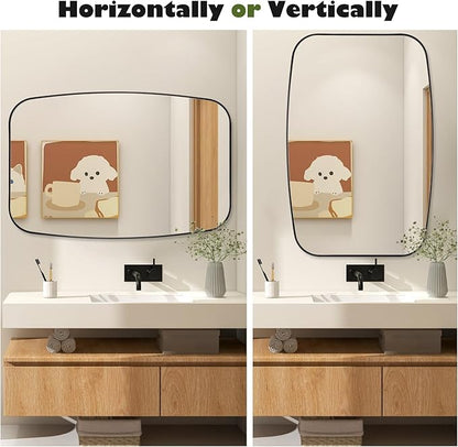 Black Oval Mirror, Oblong Bathrrom Mirror Modern Anti Rust - Image 7