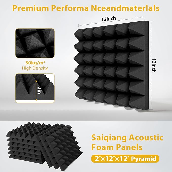 Saiqiang 24 Pack Sound Proof Foam Panels - Image 2