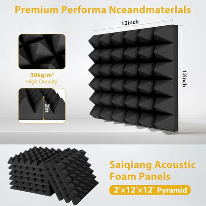 Saiqiang 24 Pack Sound Proof Foam Panels - Image 2
