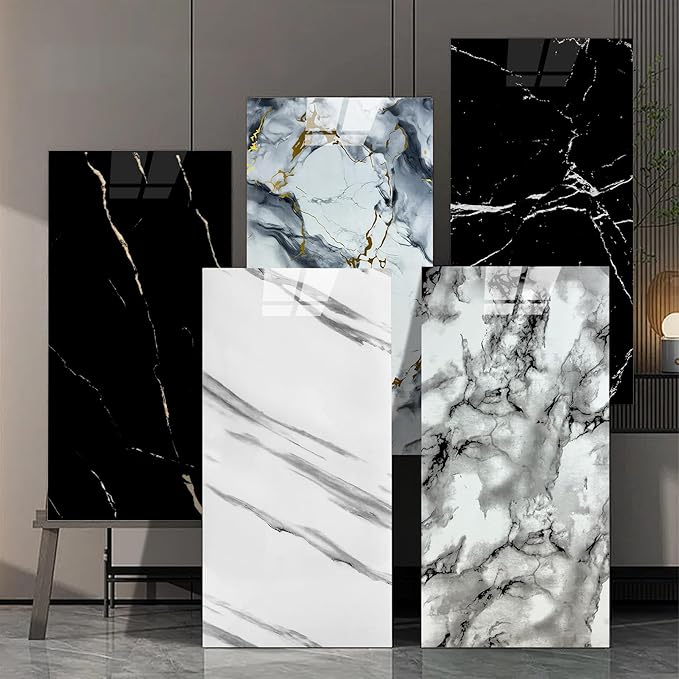 Wall Panels Peel and Stick，PVC Imitation Artificial Marble Tiles Sticker，10 pcs - Image 7