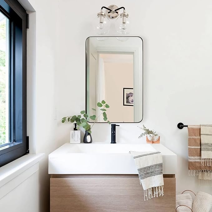 ANDY STAR Bronze Mirror for Wall, 30x36” Rounded Rectangle Bathroom Mirror - Image 8