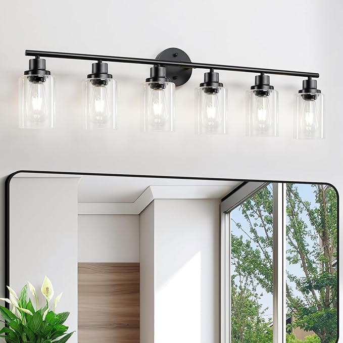 Guliaofo 6-Light E26 Black Bathroom Vanity Lights, Modern Bathroom Light - Image 9