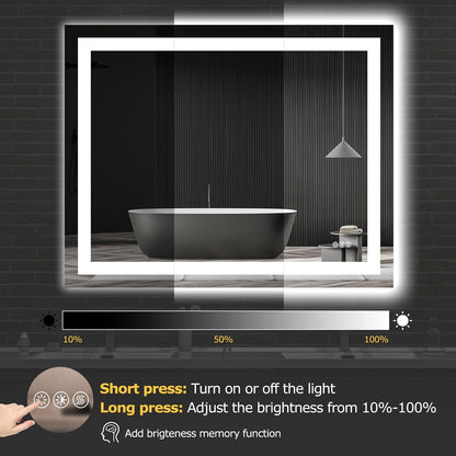 Hivone 40"X32" LED Bathroom Mirror with Lights, Anti-Fog, Dimmable, Backlit + Front Lit, Smart Bathroom Vanity Mirror, Memory Function, Shatterproof, Tempered Glass (Horizontal/Vertical)