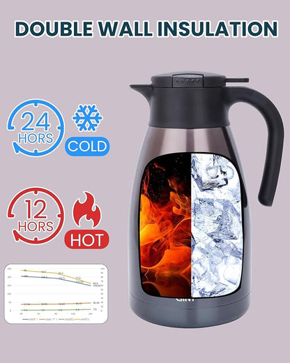 GiNT 2.2L / 74Oz Thermal Coffee Carafe, Insulated Stainless Steel Coffee Carafes - Image 4