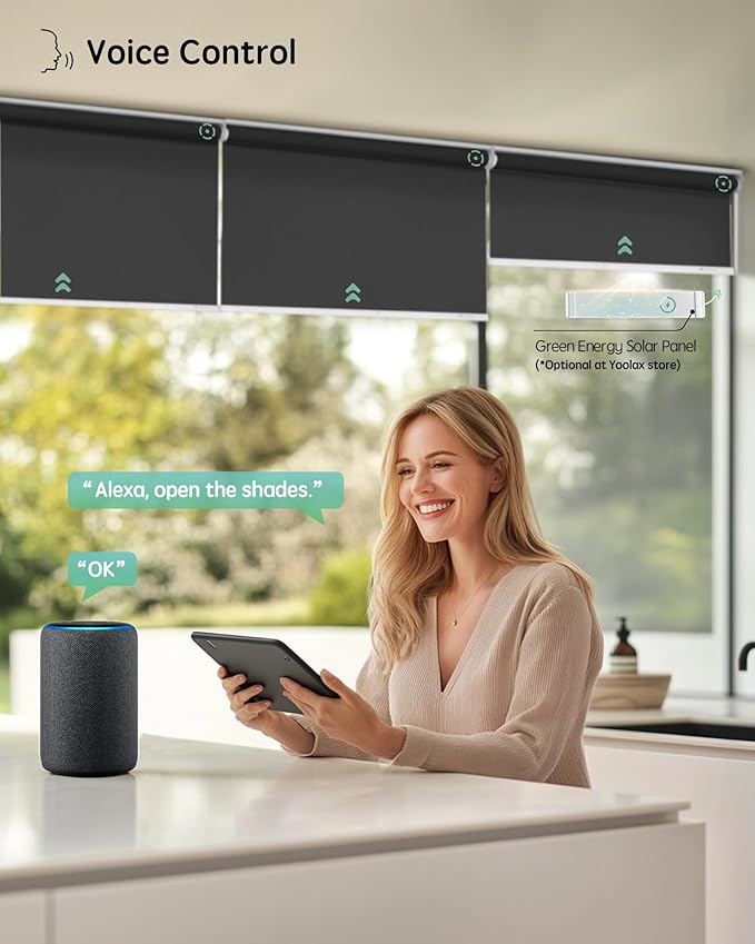 Yoolax Motorized Blinds with Remote, Automatic Window Shades Work with Alexa - Image 2