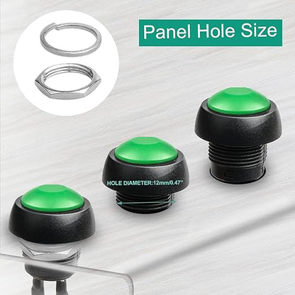 QTEATAK 1/2" Pre-Wired Mounting Hole On/Off Green Mini Round Waterproof - Image 2