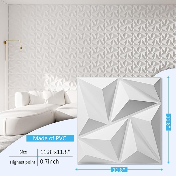 Art3d 3D Wall Panels 20 Pack, 11.8" x 11.8" PVC Wall Panels, Glue Up Wall Decor - Image 2