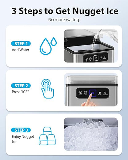 Aeitto Nugget Ice Maker Countertop, Pellet Ice Machine Soft Chewable Ice - Image 6
