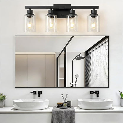 DIKAIDA Bathroom Vanity Light, 4-Light Modern Matte Black Wall Sconce Lighting - Image 9