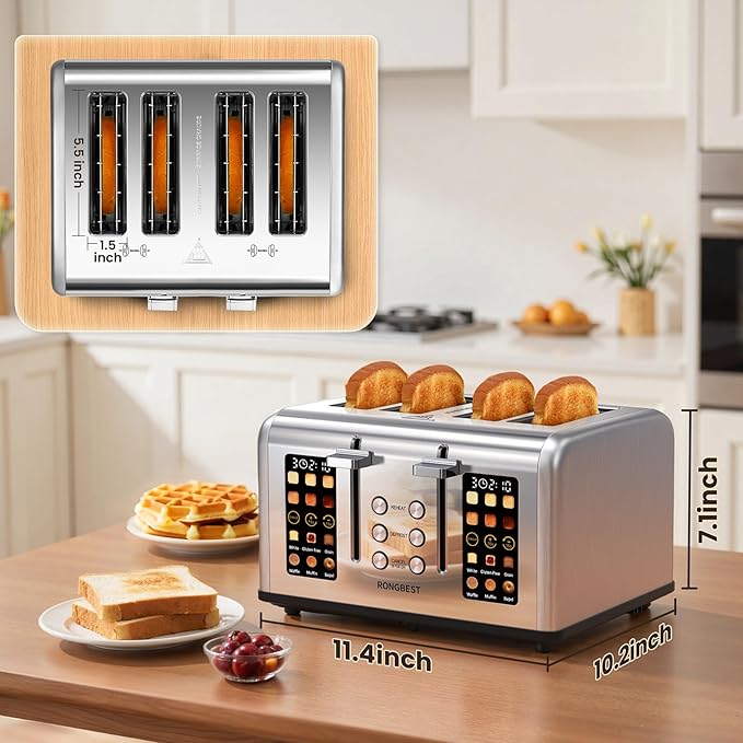 4 Slice Touch Screen Toaster, Easy-to-Use Digital Stainless Steel Toaster - Image 6