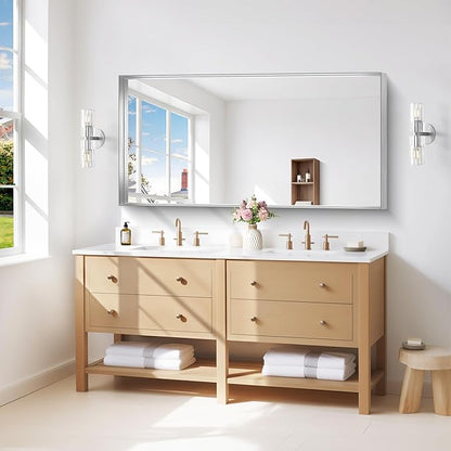 Silver Bathroom Mirror, 24x48 Inch Rectangular Framed Mirror, Large Wall - Image 2