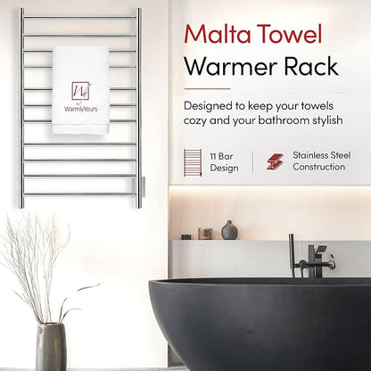 WarmlyYours Malta Heated Towel Rack, 11-Bar Electric Towel Warmer, Hardwired - Image 2