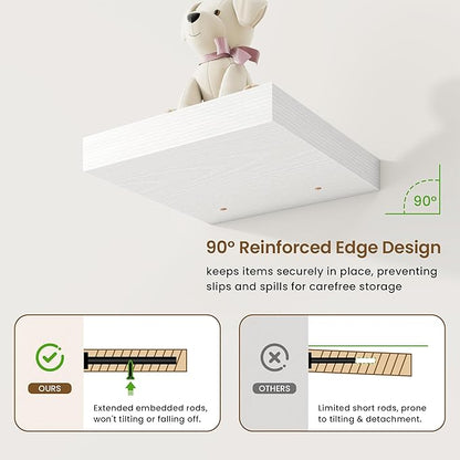 Square Floating Shelves for Wall, 3 Packs Small Wall Mounted Engineered Wood - Image 5