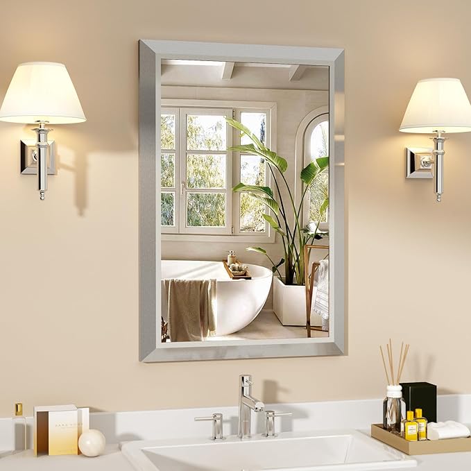 SMIROR Brushed Silver Bathroom Mirror by SMIROR