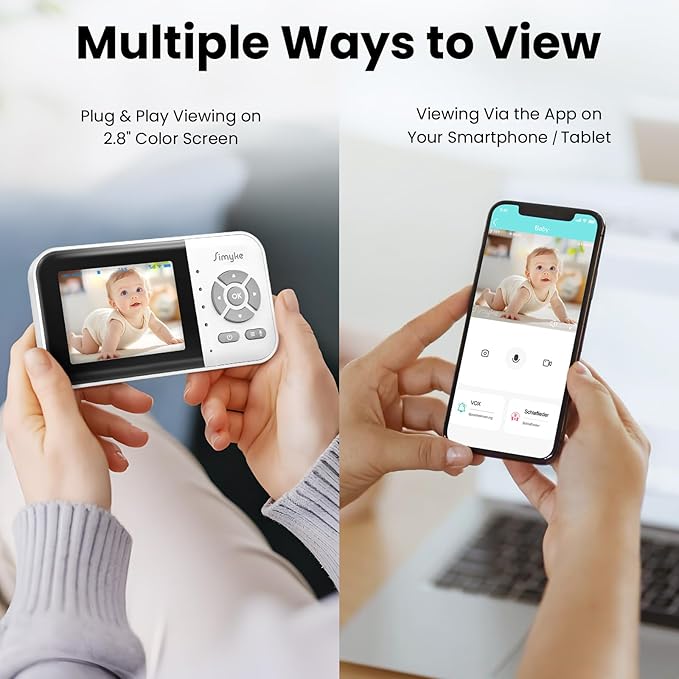 2Cameras Video Baby Monitor, Two Mode, 2.8'' IPS Display Screen, Night Vision - Image 3