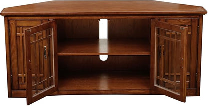 Leick Home 60 in Corner TV Stand, Solid Wood, Adjustable Shelves, Easy Assembly - Image 2