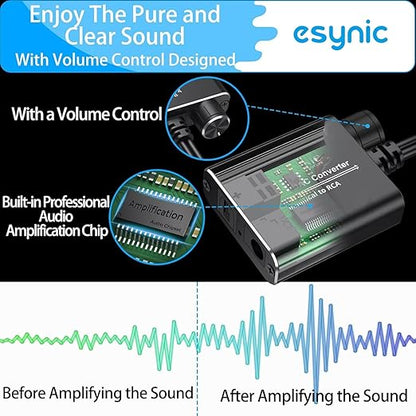 eSynic Portable Optical to RCA Adapter-Volume Control-Built in Voice Amplifier - Image 4