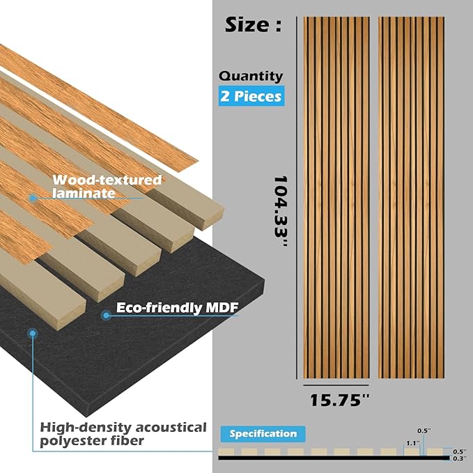 Art3d 2pcs-104 x 15.75in Slat Acoustic Panel - Image 6