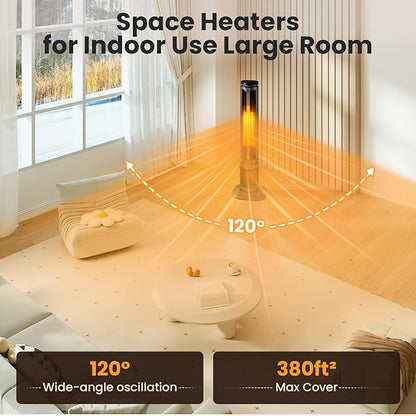 Zynkez 34.5" Space Heaters for Indoor Use Large Room, 1500W PTC Tower Fireplace - Image 5