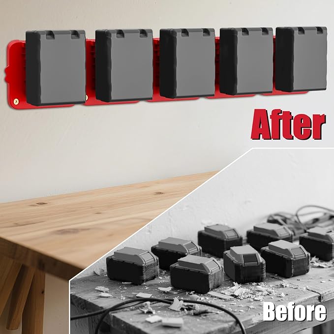 Battery Holder Compatible for Milwaukee 18V Battery, Wall Mount Batteries - Image 3