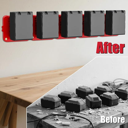 Battery Holder Compatible for Milwaukee 18V Battery, Wall Mount Batteries - Image 3