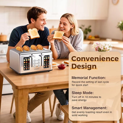 4 Slice Touch Screen Toaster, Easy-to-Use Digital Stainless Steel Toaster - Image 7