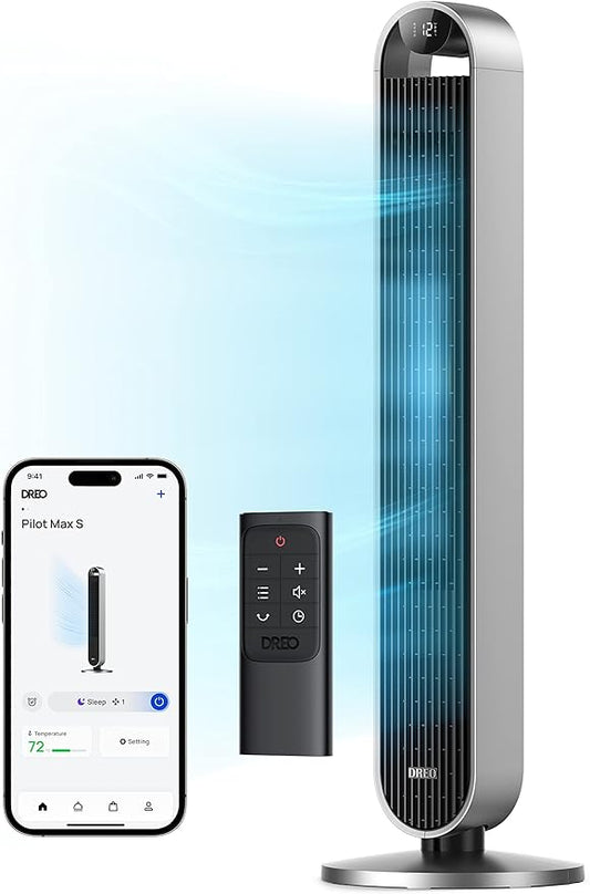 DREO Tower Fan for Bedroom, 42 Inch 120° Oscillating Fan, 25dB Quiet DC Motor by DREO
