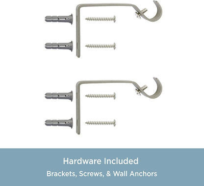 Kenney KN55970 Davenport Ball End Petite Café Decorative Window Curtain Rod, 28-48" Adjustable Length, Brushed Nickel Finish, 1/2" Diameter Steel Tube