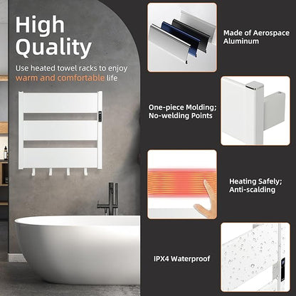 K&KALONZO Towel Warmer for Bathroom, Wall-Mounted Heated Towel Rack - Image 4