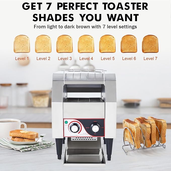 Commercial Conveyor Toaster, 1700W Stainless Steel Bagel Toaster - Image 2