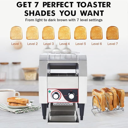 Commercial Conveyor Toaster, 1700W Stainless Steel Bagel Toaster - Image 2
