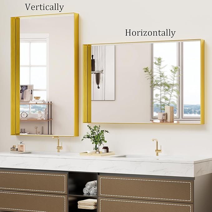 Koonmi 30x48 Inch Metal Framed Bathroom Mirror - Image 4