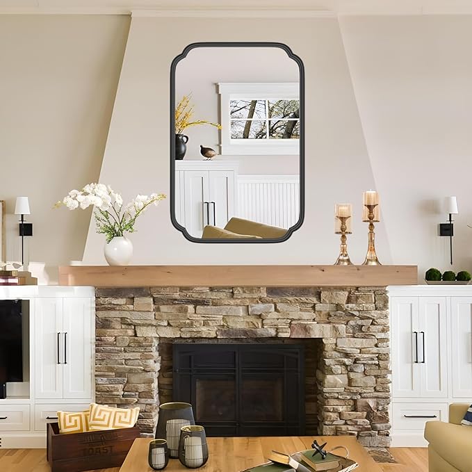 Black Bathroom Mirror for Over Sink 20" x 30" Modern Rounded Rectangle Bathroom - Image 8