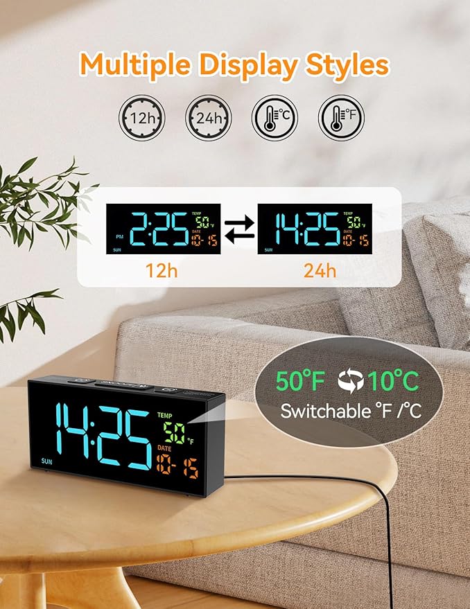 Netzu Alarm Clocks for Bedrooms, Digital Clock - Image 7