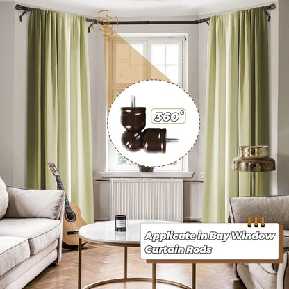 Corner Connector 2 Pack for 1" and 7/8" Diameter Rod, Bronze | Durable Metal Material, 360° Rotatable Elbow Connectors, Fit for Corner and Bay Window Curtain Rods