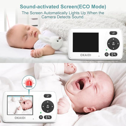 OKAIDI Video Baby Monitor with 2 Cameras, 2.4'' Portable Travel Screen - Image 7