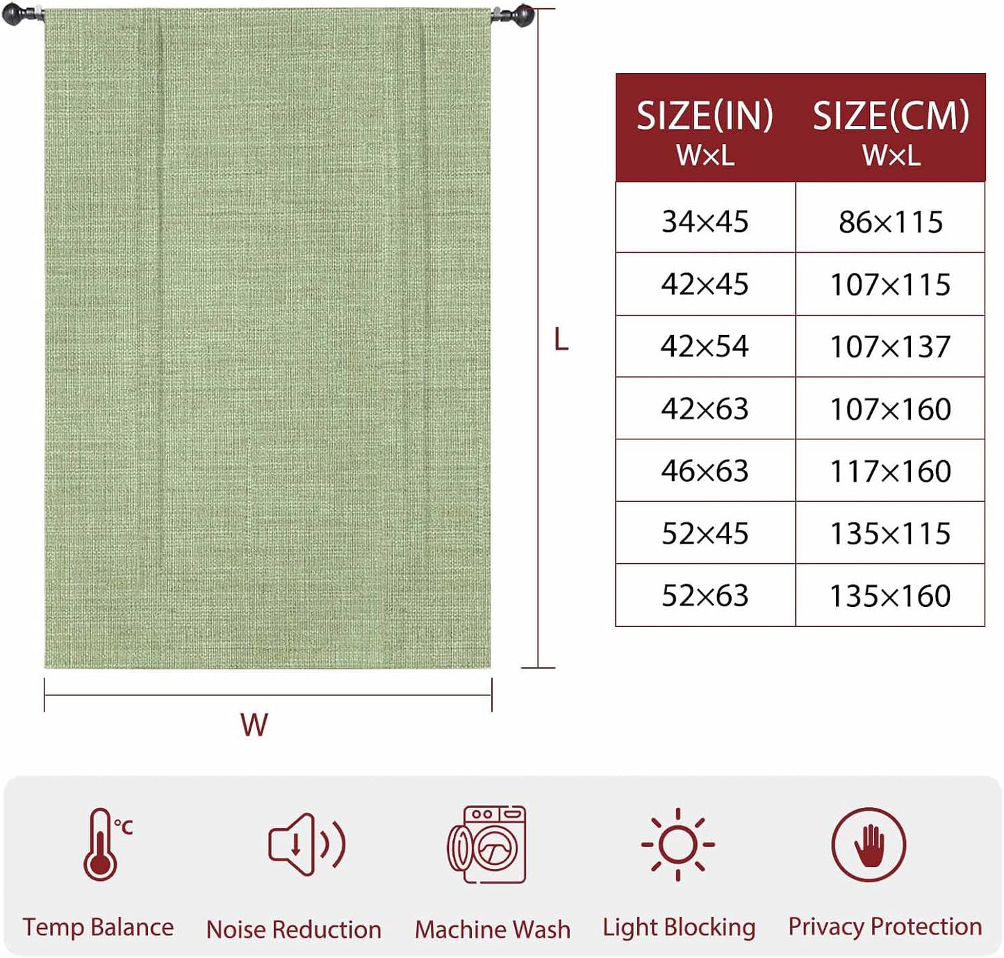 Vintage Sage Green Tie Up Curtains for Windows 54 Inch Length Balloon Curtains Kitchen Adjustable Balloon Window Shade Farmhouse Retro Beige Solid Color Tie Up Valance Bathroom Curtain Window 42"x54"