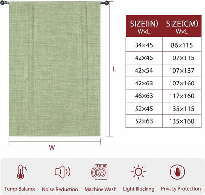 Vintage Sage Green Tie Up Curtains for Windows 54 Inch Length Balloon Curtains Kitchen Adjustable Balloon Window Shade Farmhouse Retro Beige Solid Color Tie Up Valance Bathroom Curtain Window 42"x54"