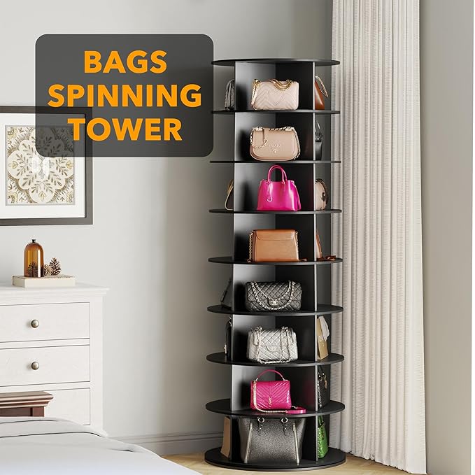 SpaceAid 8 Tier Rotating Shoe Rack Tower, Spinning Shoe Display Lazy Susan - Image 5