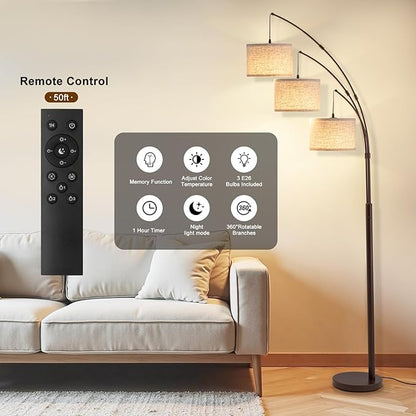 Fansdrick 3 Light Arc Floor Lamps - Image 3