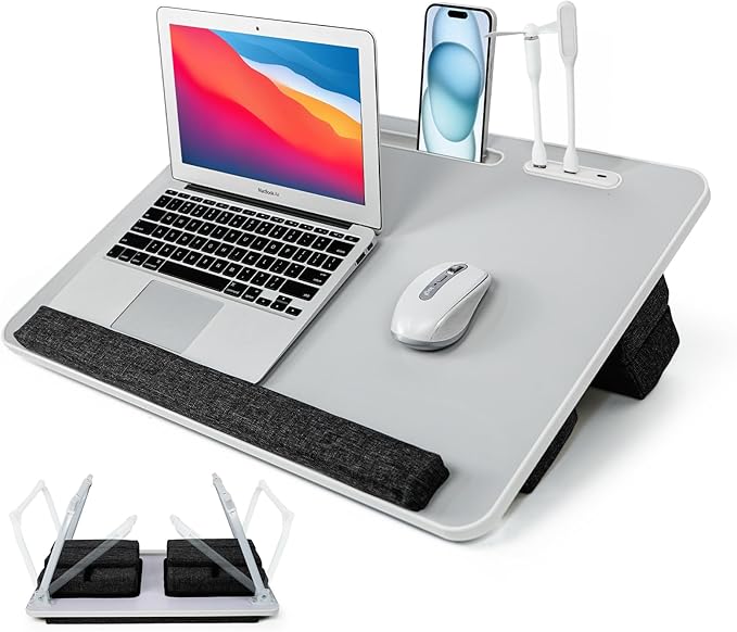 iXTRA Lap Desk for Laptop with Cushion, Folding Laptop Desk for Bed with USB by IXTRA