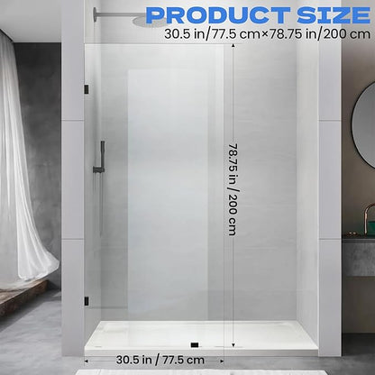 30.5" W x 78.75" H Shower Screen, Fixed Frameless Shower Glass Panel - Image 6