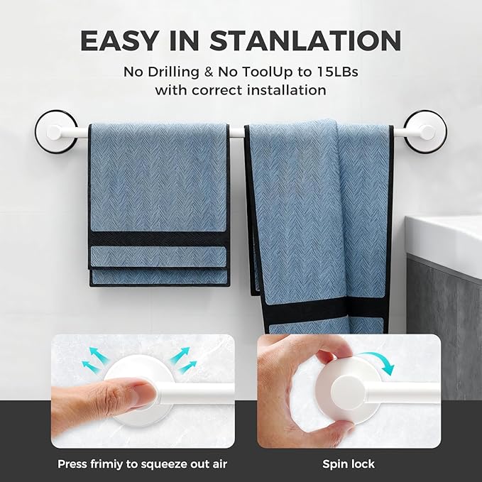 Adjustable Suction Cup Towel Bar - Image 3