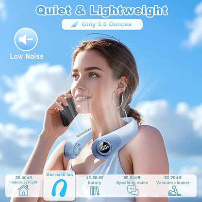 Portable Neck Fan that Blow Cold Air, LED Display, Rechargeable Hands-Free - Image 3