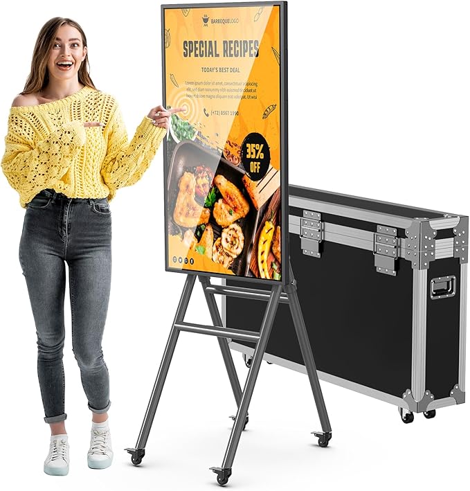 QIXZOCV MWE 43 Inch Mobile Digital Signage Display Touchscreen Kiosk by QIXZOCV