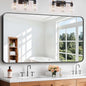 Bathroom Mirror, Metal Frame Rounded Corner Vanity Mirror, Large Wall Mounted by WelcometoCIVENO
