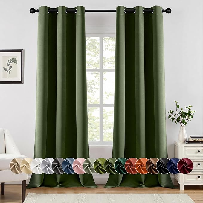 MIULEE Olive Green Blackout Curtains by MIULEE